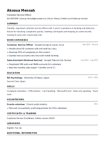 ATS Simple CV template